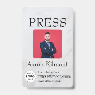 Custom Colour Add Logo Photo Photographer Press Ba ID Badge
