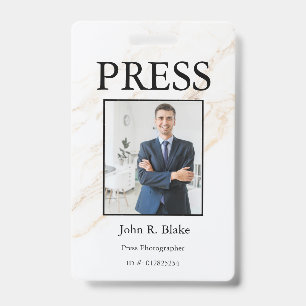 Custom Colour Add Logo Photo Photographer Press Ba ID Badge
