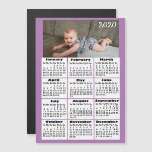 Custom Colour Add Photo to 2020 Mini Calendar Magnetic Invitation