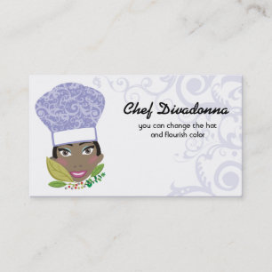 Custom colour African American woman chef herbs Business Card