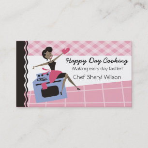 Custom colour African American woman oven cooking Business Card