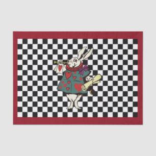 Custom Colour Alice n Wonderland White Rabbit Chec Tissue Paper