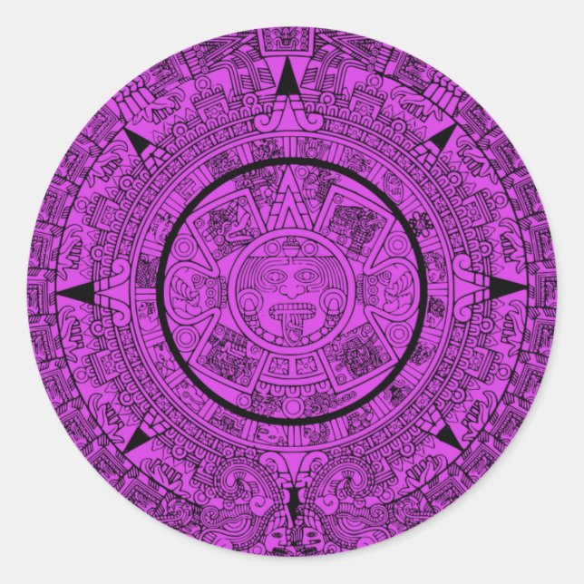 Custom Colour Ancient Mayan Calendar Mexico Sticke Classic Round Sticker (Front)