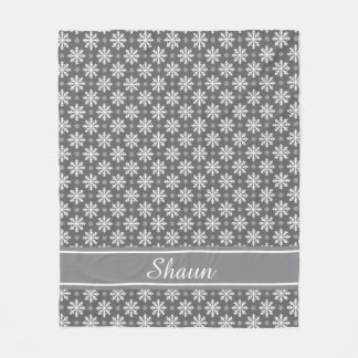 Custom Colour and Name Snowflake Pattern Fleece Blanket