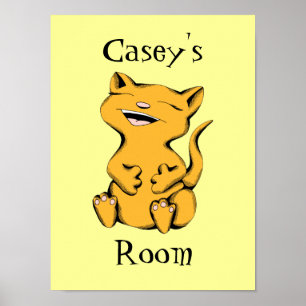 Custom Colour and Text Wally Cat Laughing Poster