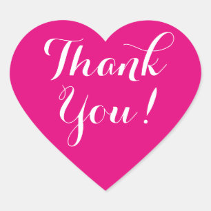 Custom colour background heart thank you stickers