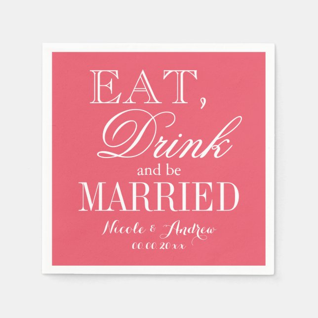 Custom colour background paper wedding napkins (Front)