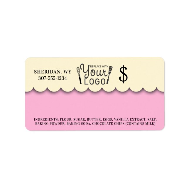 Custom colour baking bakery price tag sticker (Front)