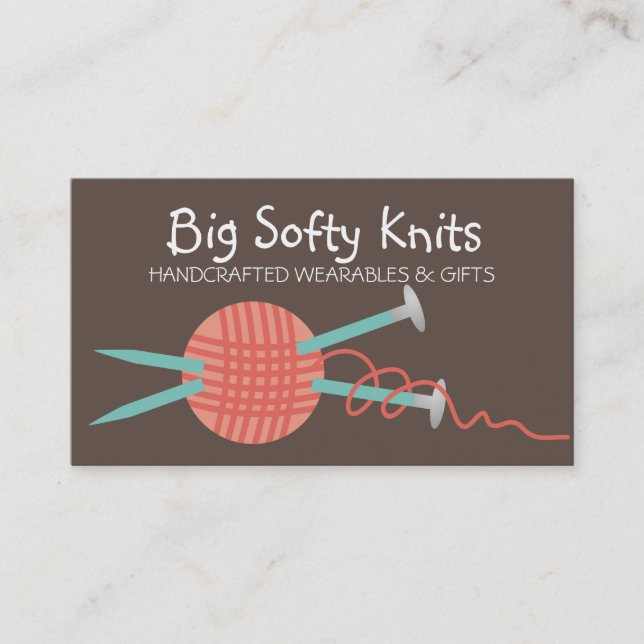 custom colour ball of yarn knitting needles card (Front)