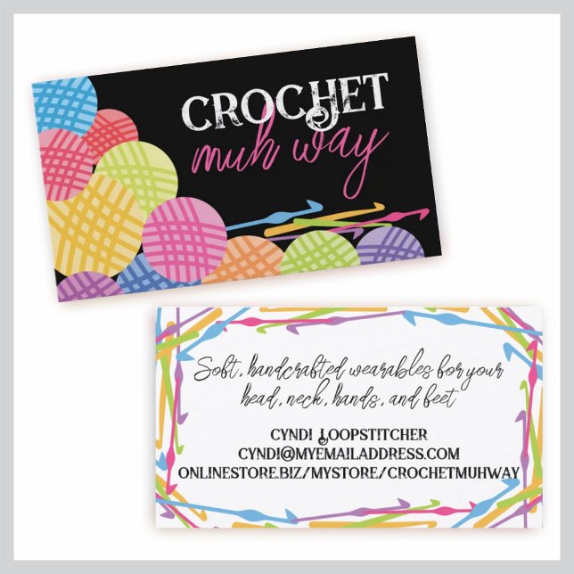 Custom colour balls of yarn crochet hooks biz card (Creator Uploaded)