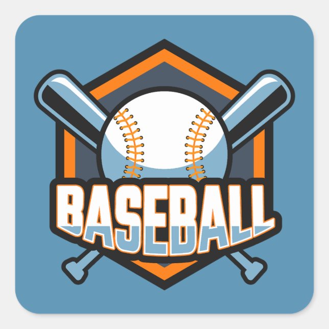Custom Colour Baseball Square Sticker (Front)