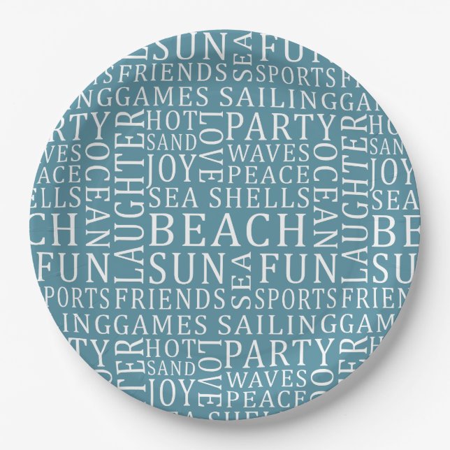 Custom Colour Beach House paper plates (Front)