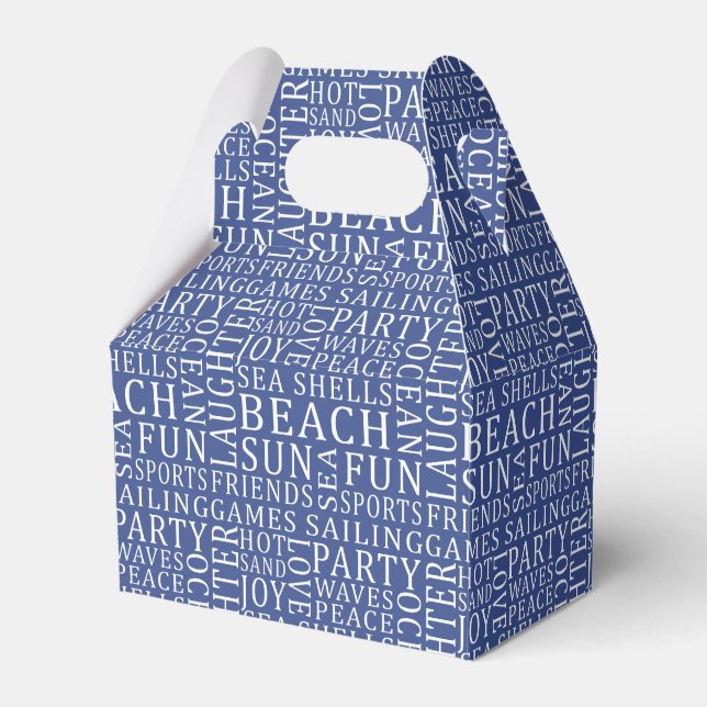 Custom Colour Beach Typography favour boxes (Front Side)