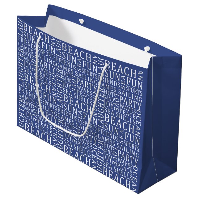 Custom Colour Beach Typography gift bags (Front Angled)