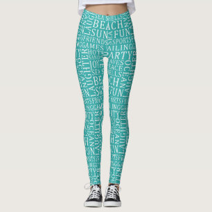 Custom Colour Beach Typography leggings