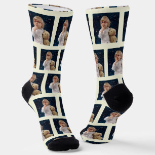 Custom Colour Beige Kids Cute Photo  Socks