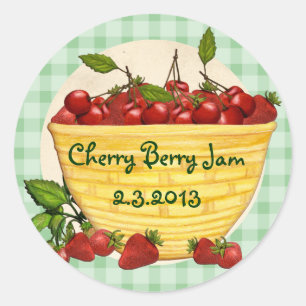 Custom colour berry cherry strawberry canning labe classic round sticker