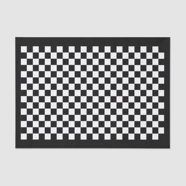 Custom Colour Black/White Chequerboard Check Party Tissue Paper (Front)