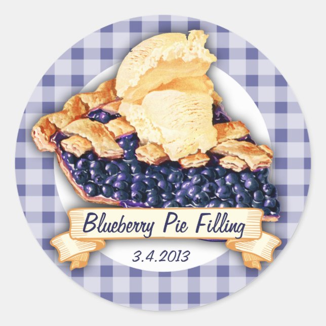 Custom colour blueberry pie fruit canning label (Front)