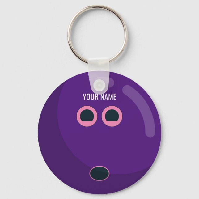 Custom Colour Bowling Balls | Purple & Pink Key Ring (Front)