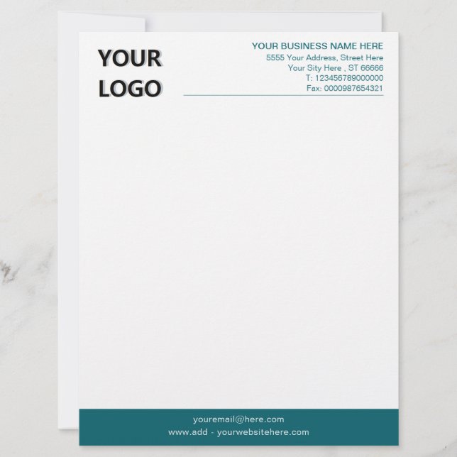 Custom Colour Branded Business Letterhead with Log (Front)