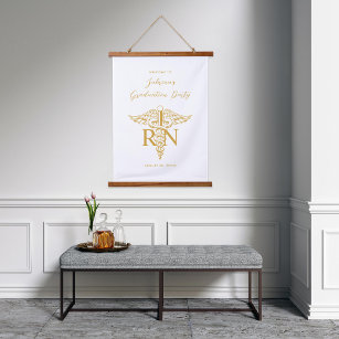 Custom Colour BSN RN Nurse Graduation Party Sign Hanging Tapestry
