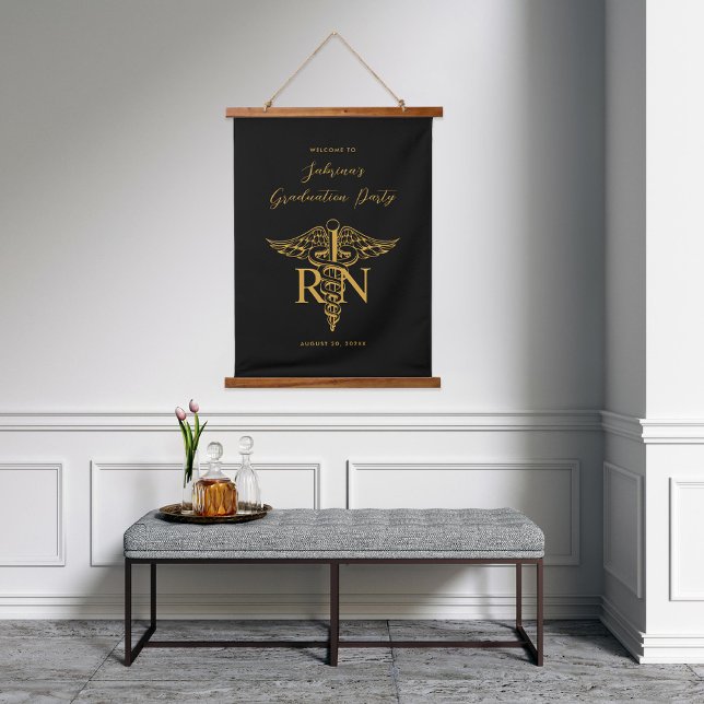 Custom Colour BSN RN Nurse Graduation Party Sign Hanging Tapestry (Creator Uploaded)