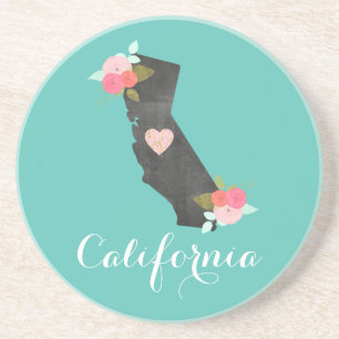 Custom Colour California State  Moveable Heart Cit Coaster