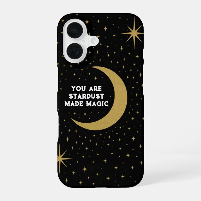 Custom Colour Celestial - Moon & Stars Design iPhone 16 Case (Back)