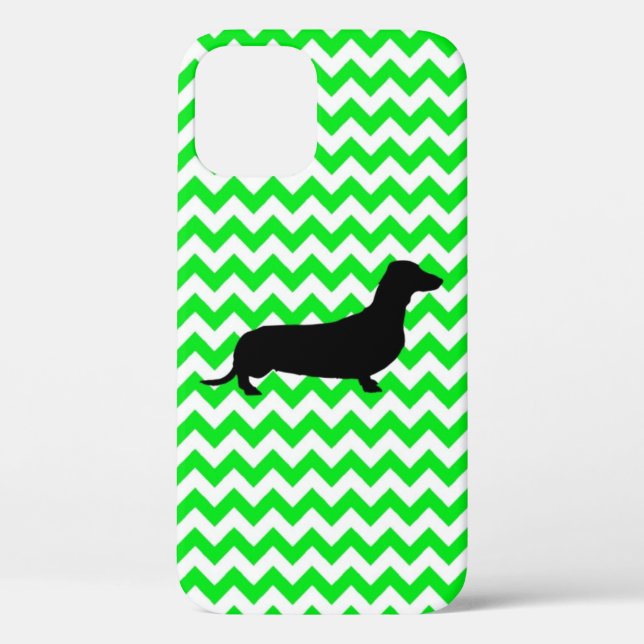 Custom Colour Chevron with Dachshund Silhouette Ca Case-Mate iPhone Case (Back)