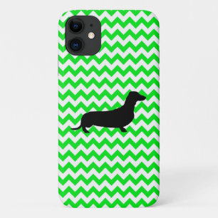 Custom Colour Chevron with Dachshund Silhouette Case-Mate iPhone Case