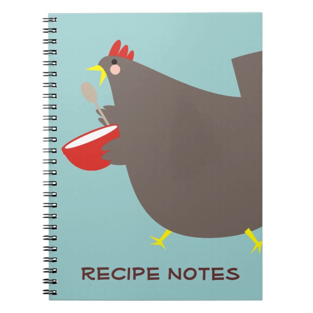 Custom colour chicken mixing bowl cooking notebook (Front)
