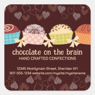 Custom colour chocolate truffles confections candy square sticker