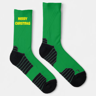 Custom Colour Christmas Socks, Green Personalised Socks