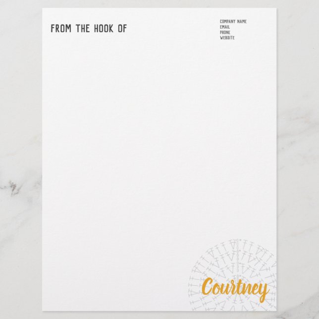 Custom Colour Crochet Chart Custom Letterhead (Front)