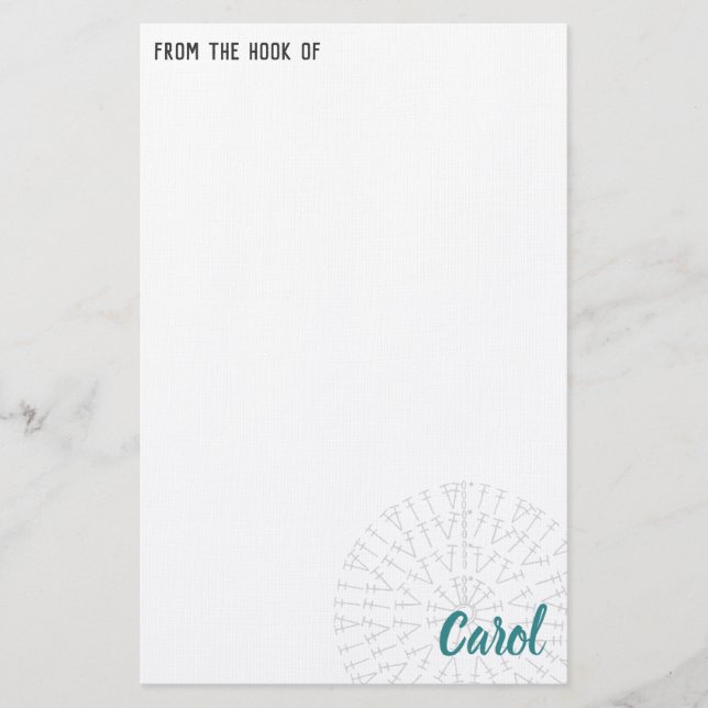 Custom Colour Crochet Chart Stationery (Front)