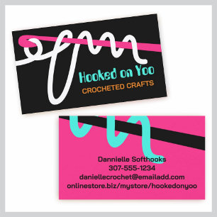 Custom colour crochet hook loopy yarn business card