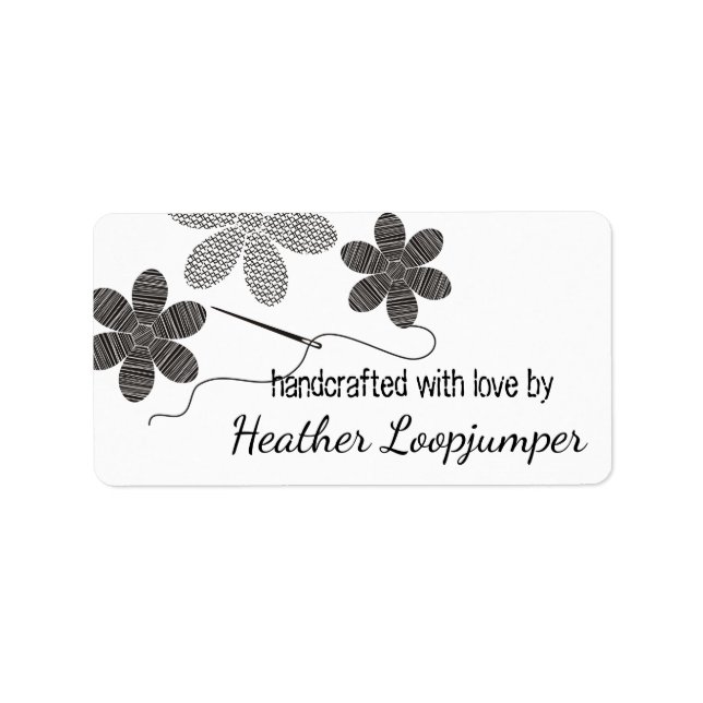 Custom colour cross stitch flowers embroidery label (Front)
