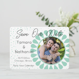 Custom Colour Daisy Photo Frame Save Our Date Card