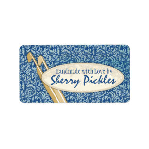Custom colour damask knitting needles crochet label
