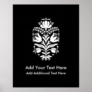 Custom Colour Damask Tulip Vintage Poster