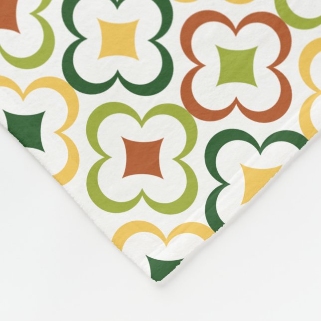 Custom Colour Diamond Floral Pattern Fleece Blanket (Corner)