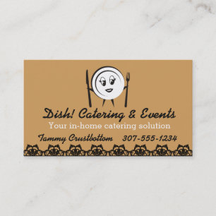 Custom colour dinner plate woman chef catering business card