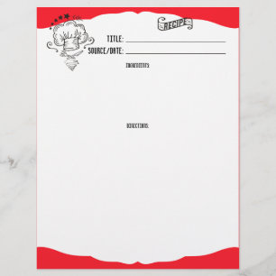 Custom colour doodle chef hat recipe letterhead