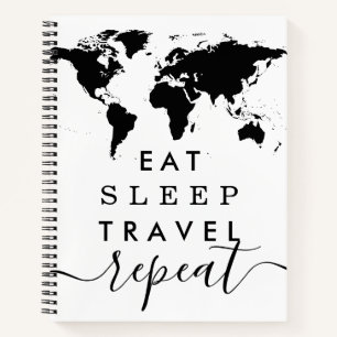 Custom Colour Eat Sleep Repeat Travel Journal