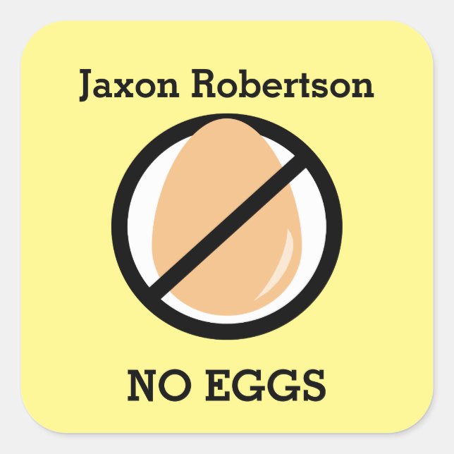 Custom Colour Egg Allergy Alert Personalised Kids Square Sticker (Front)