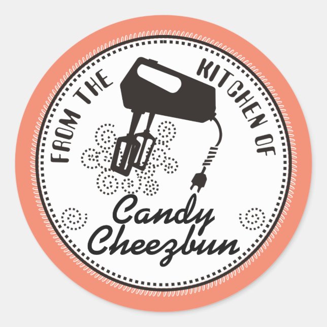 Custom colour electric mixer from the kitchen of classic round sticker (Front)