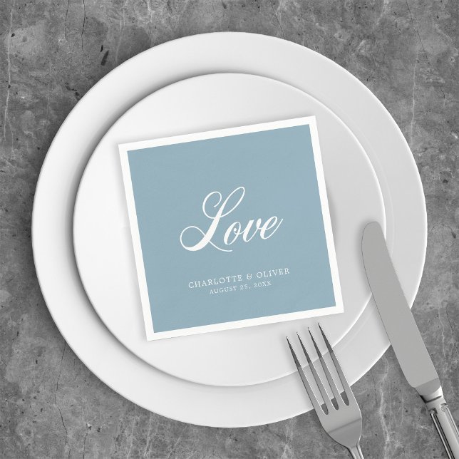 Custom Colour Elegant Cursive Love Wedding Napkins (Creator Uploaded)