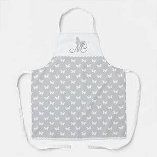Custom Colour Elegant Monogram Butterfly Pattern Apron