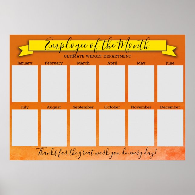 Custom colour employee of the month photo display poster (Front)
